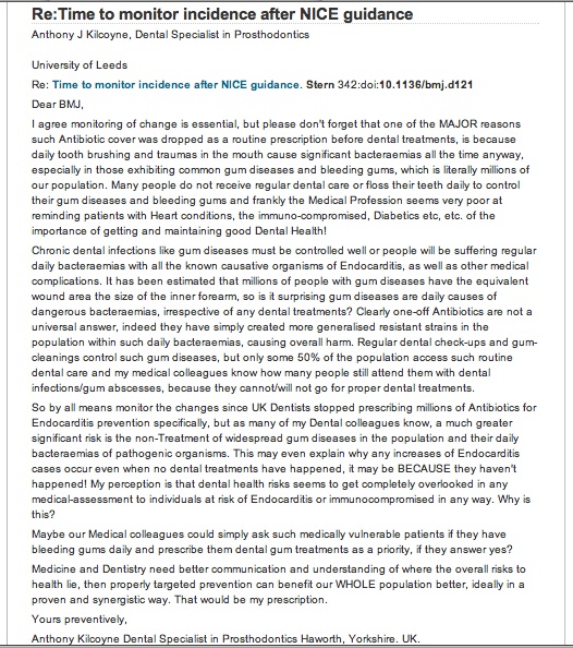 Dr.Kilcoyne's letter published online in the BMJ 2011 Dr.Kilcoyne's letter published online in the BMJ 2011
